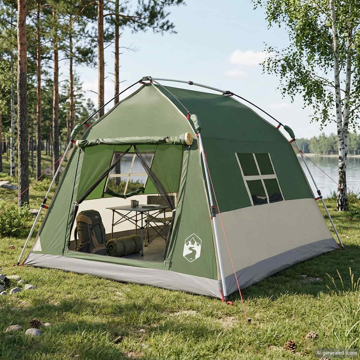 Instant Tent Water-resistant Green 2-Person