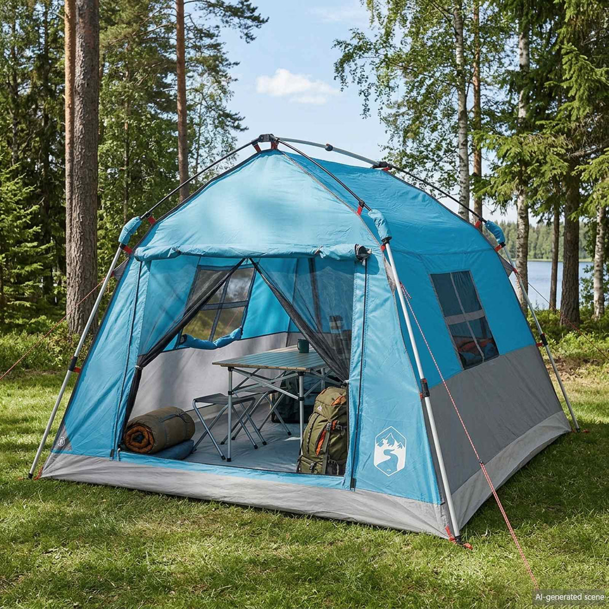 Instant Tent Water-resistant Blue 2-Person