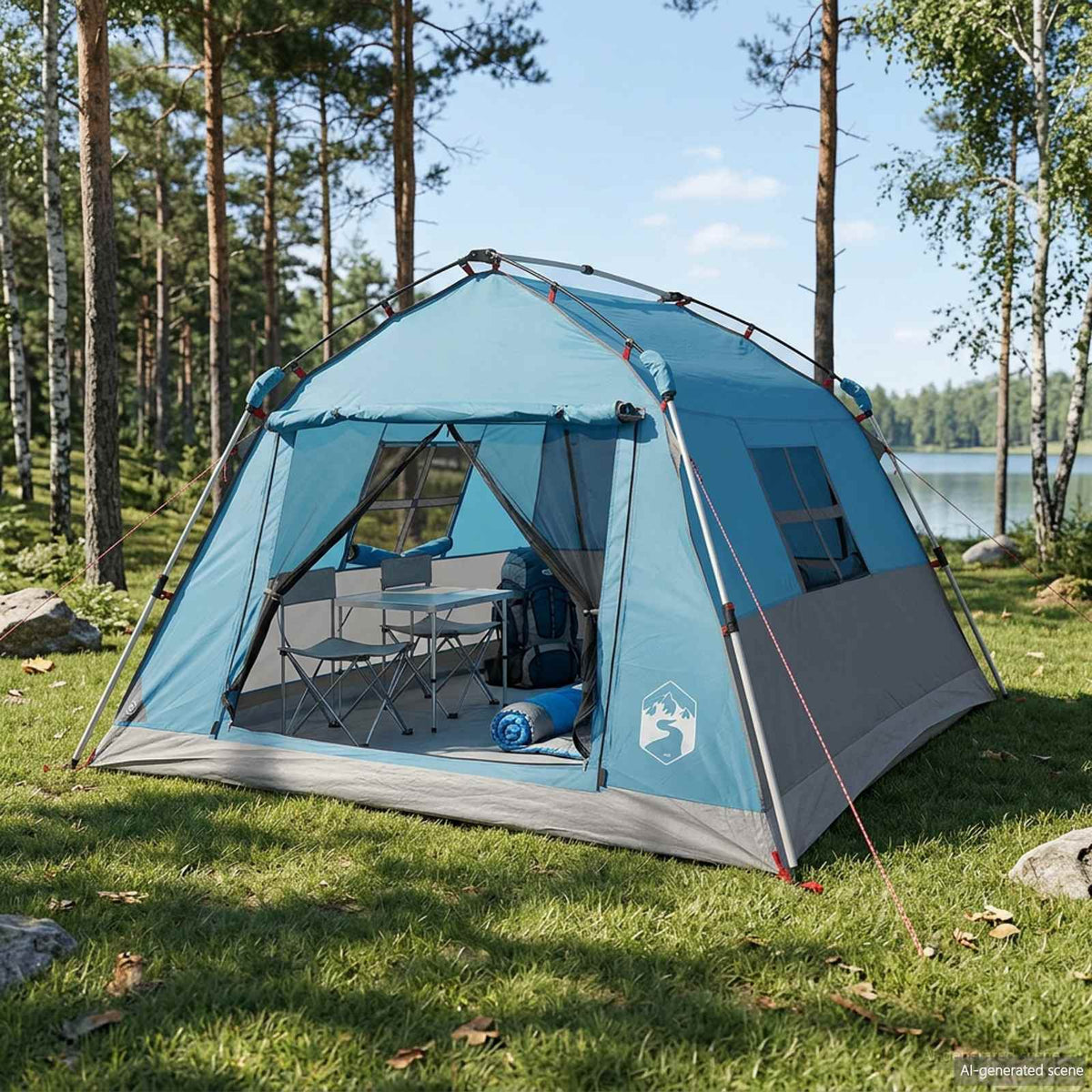 Instant Tent Water-resistant Blue 3-Person