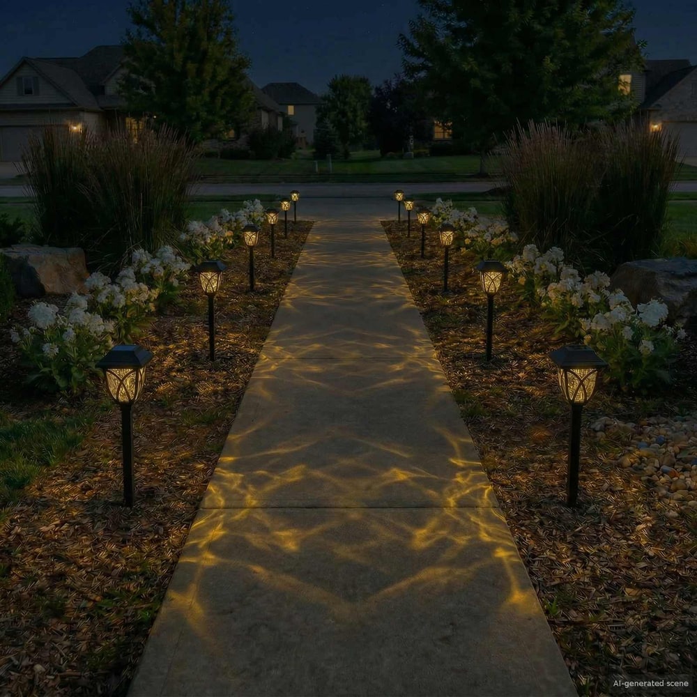 Outdoor Solar Lights with Ground Spike Warm White 42 cm 12
