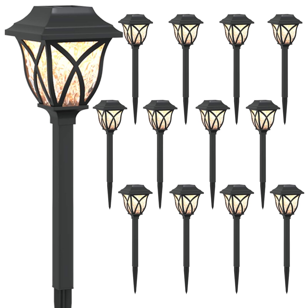 Outdoor Solar Lights with Ground Spike Warm White 42 cm 12