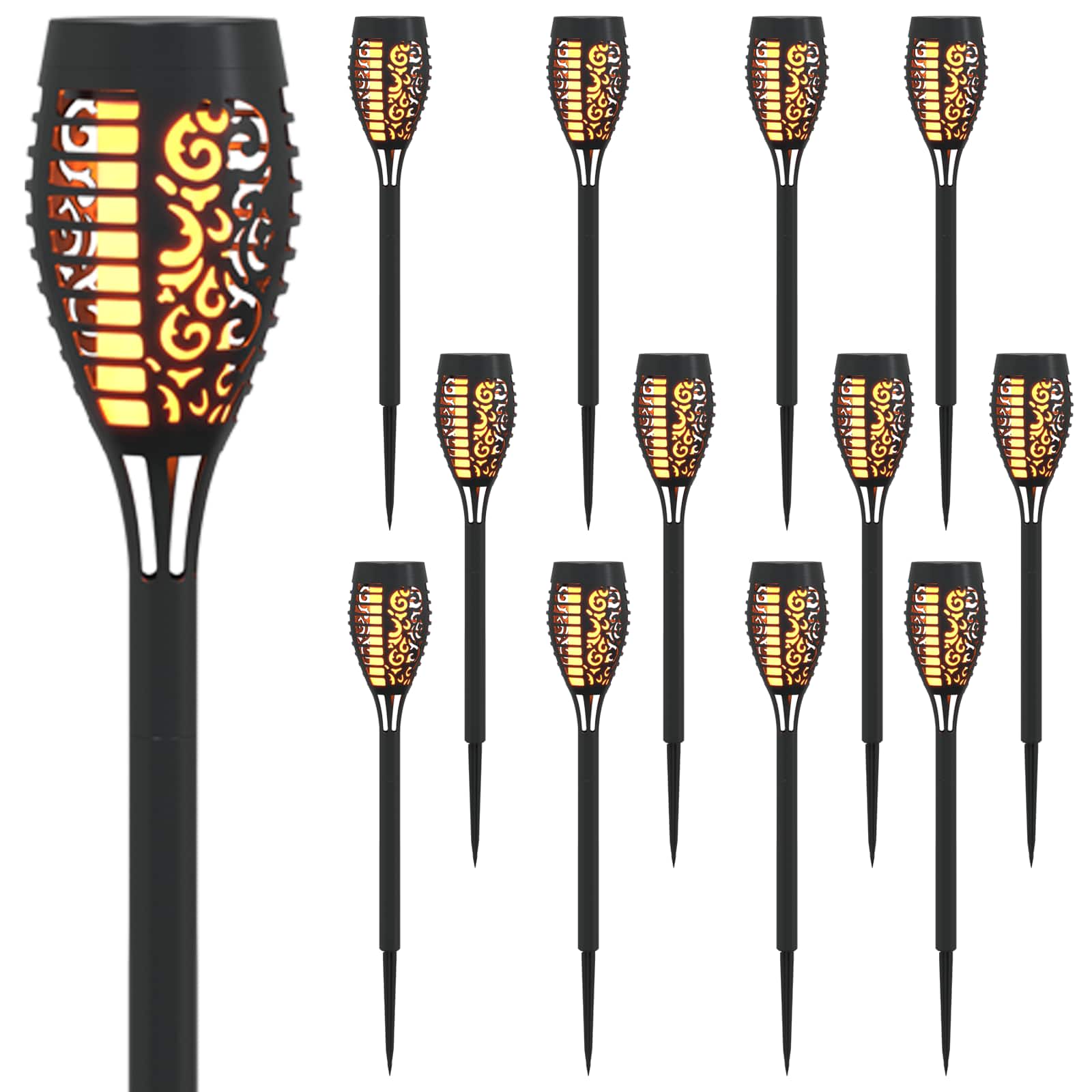 vidaXL Outdoor Solar Lights with Ground Spike 12 pcs Warm White ABS 2