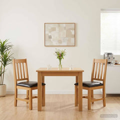 vidaXL Dining Chair VENLO 2 pcs Solid Oak Wood Black 45 x 53 x 92 cm 1