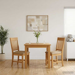 vidaXL Dining Chair 2 pcs Solid Oak Wood Beige 45 x 59 x 92 cm 1