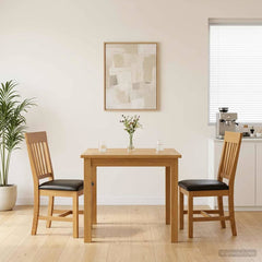 vidaXL Dining Chair 2 pcs Solid Oak Wood Black 45 x 59 x 92 cm 1
