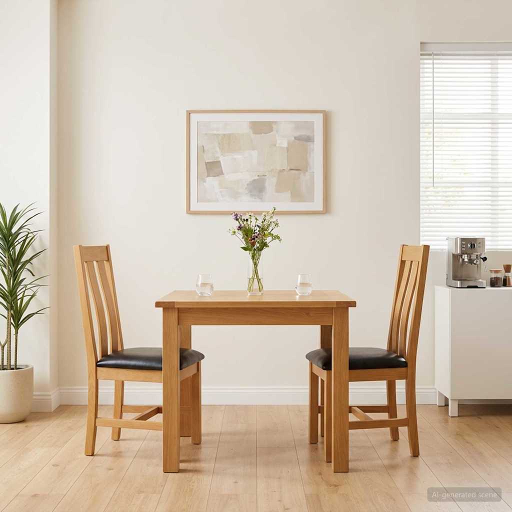 vidaXL Dining Chair 2 pcs Solid Oak Wood Black 45 x 54 x 100 cm 1