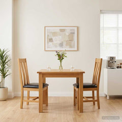 vidaXL Dining Chair 2 pcs Solid Oak Wood Black 45 x 54 x 100 cm 1