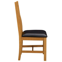 vidaXL Dining Chair 2 pcs Solid Oak Wood Black 45 x 54 x 100 cm 4