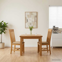 vidaXL Dining Chair 2 pcs Solid Oak Wood Beige 45 x 59.5 x 100 cm 1