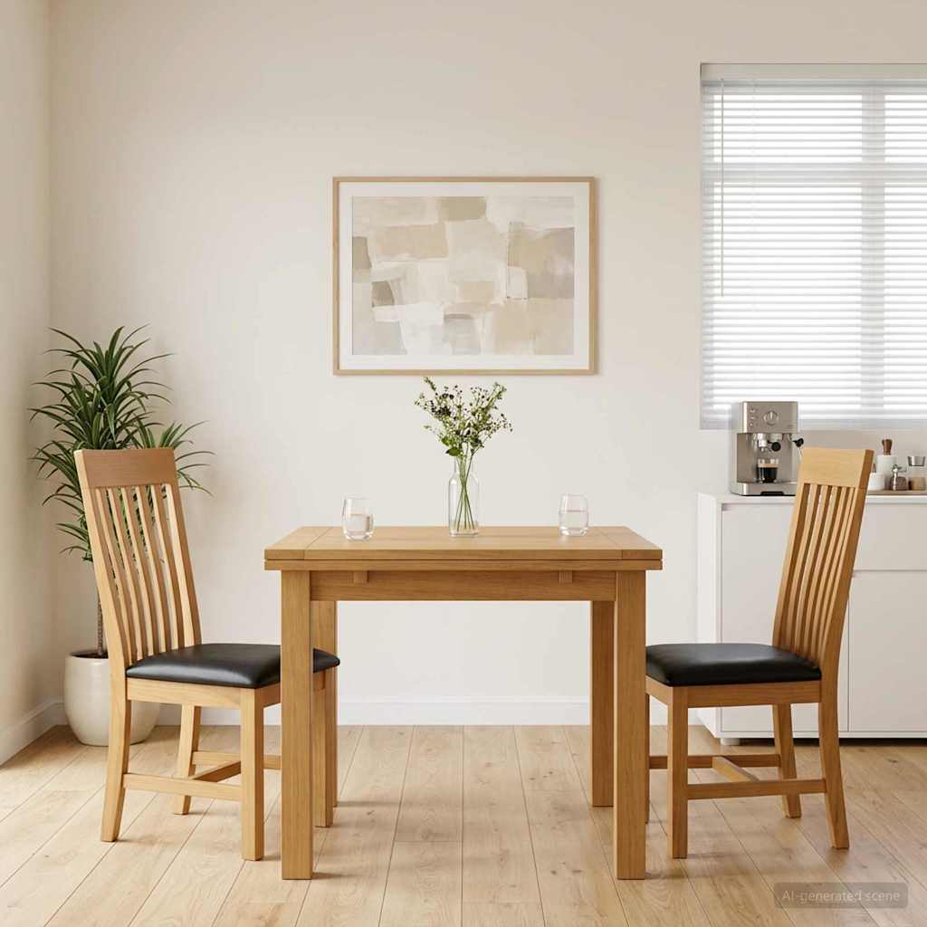 vidaXL Dining Chair 2 pcs Solid Oak Wood Black 45 x 59.5 x 100 cm 1