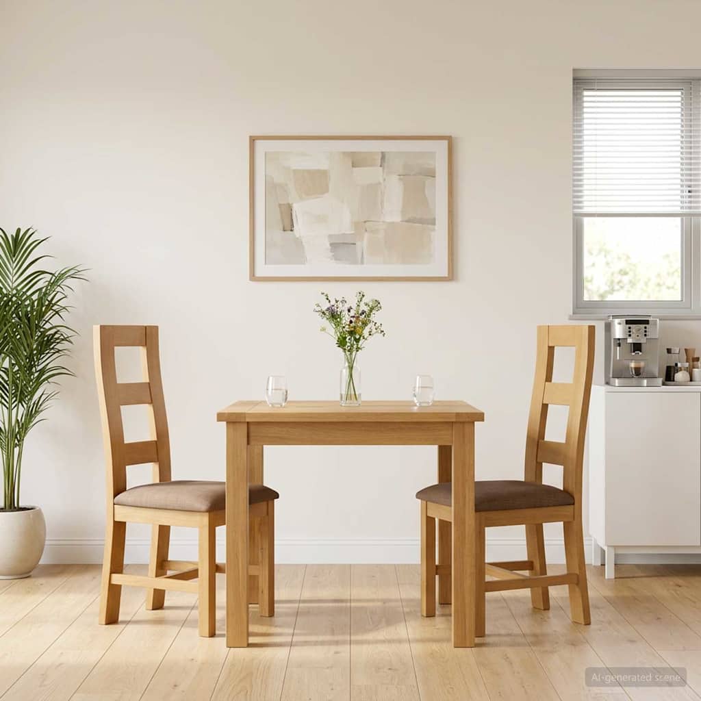 vidaXL Dining Chair 2 pcs Solid Oak Wood Grey 45 x 51 x 105 cm 1