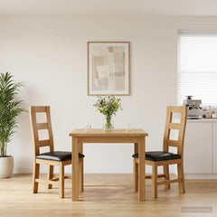 vidaXL Dining Chair 2 pcs Solid Oak Wood Black 45 x 51 x 105 cm 1