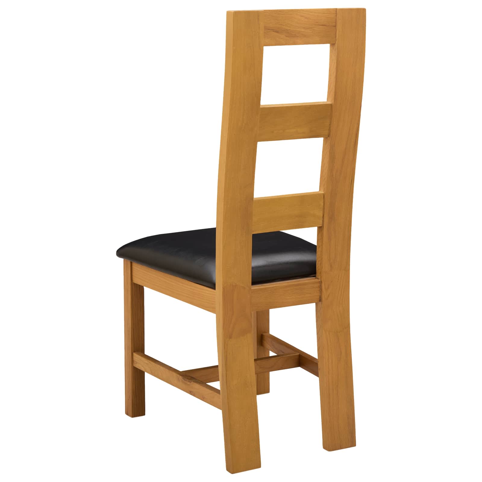 vidaXL Dining Chair 2 pcs Solid Oak Wood Black 45 x 51 x 105 cm 5