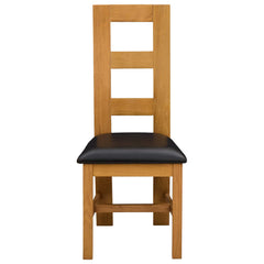 vidaXL Dining Chair 2 pcs Solid Oak Wood Black 45 x 51 x 105 cm 3