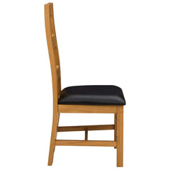 vidaXL Dining Chair 2 pcs Solid Oak Wood Black 45 x 51 x 105 cm 4