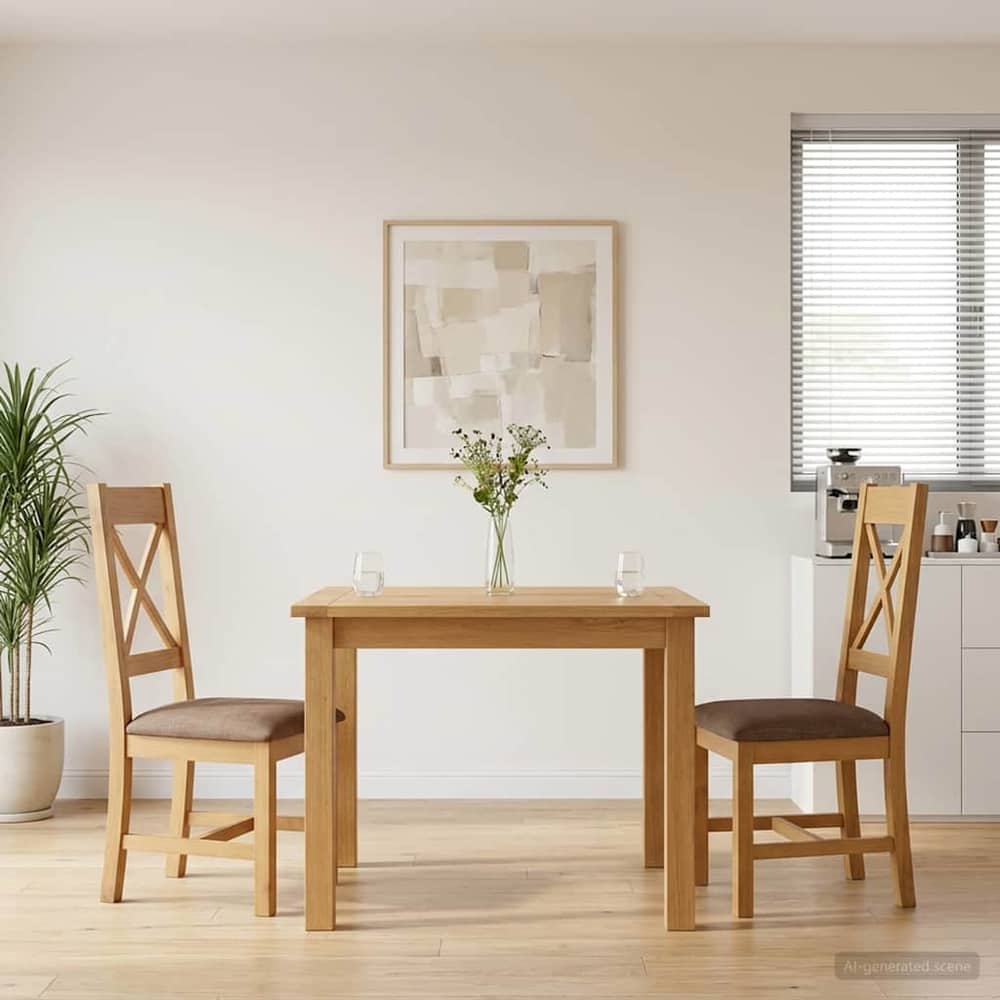 Dining Chair TIEL 2 pcs Solid Oak Wood 45 x 54 x 105 cm Grey