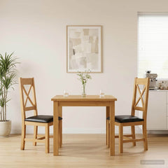 vidaXL Dining Chair 2 pcs Solid Oak Wood Black 45 x 54 x 105 cm 1