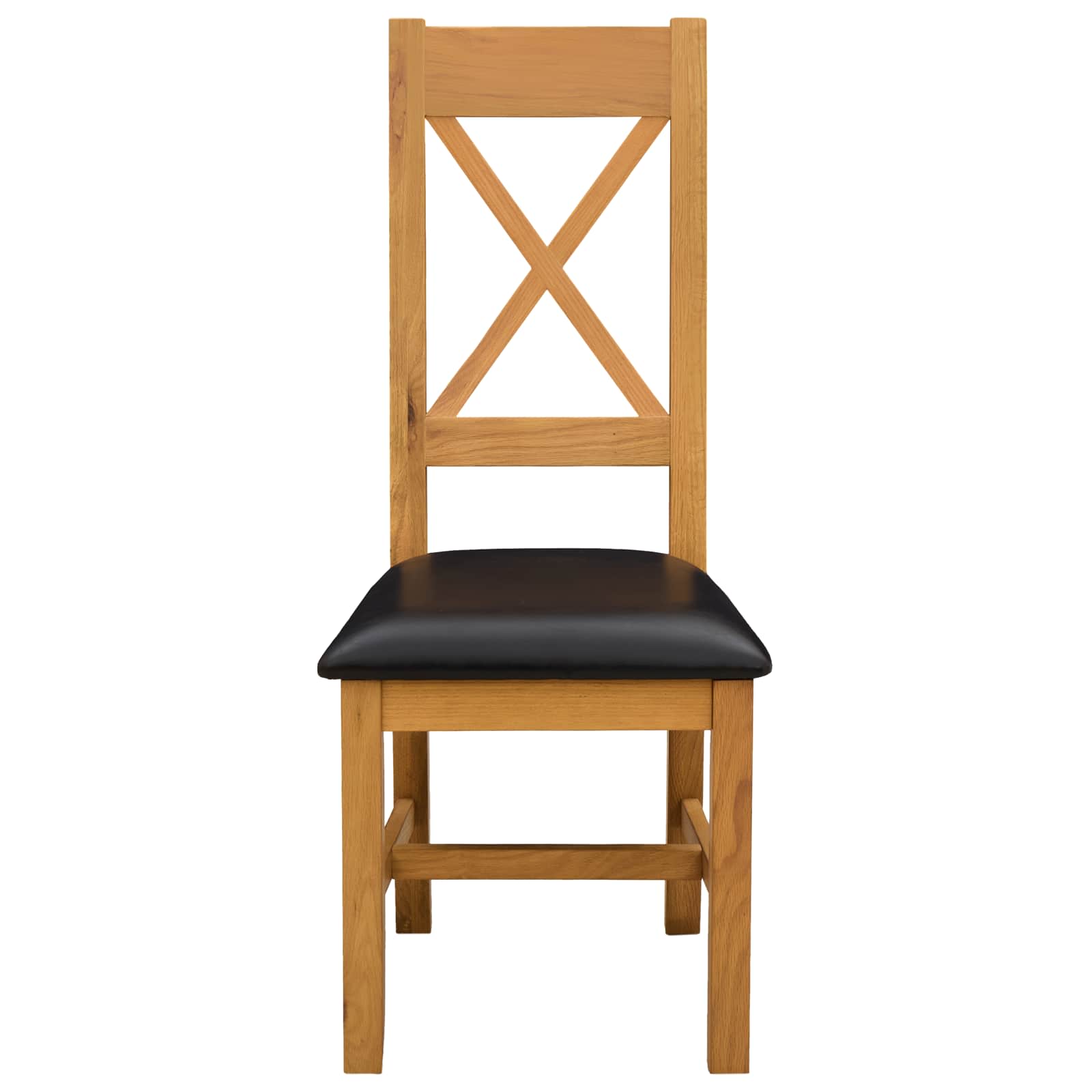 vidaXL Dining Chair 2 pcs Solid Oak Wood Black 45 x 54 x 105 cm 3