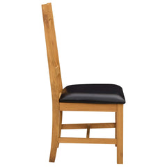 vidaXL Dining Chair 2 pcs Solid Oak Wood Black 45 x 54 x 105 cm 4
