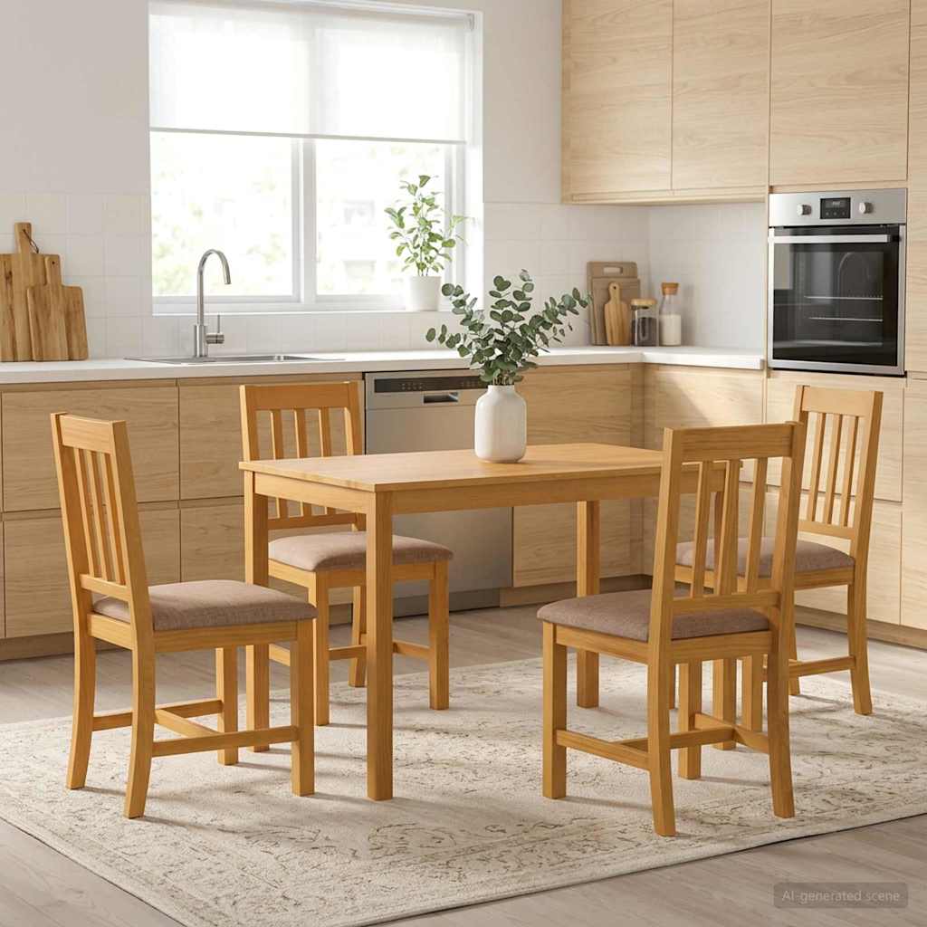 vidaXL Dining Table 110 x 75 x 75 cm Solid Oak Wood Natural 1