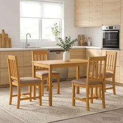 vidaXL Dining Table 110 x 75 x 75 cm Solid Oak Wood Natural 1