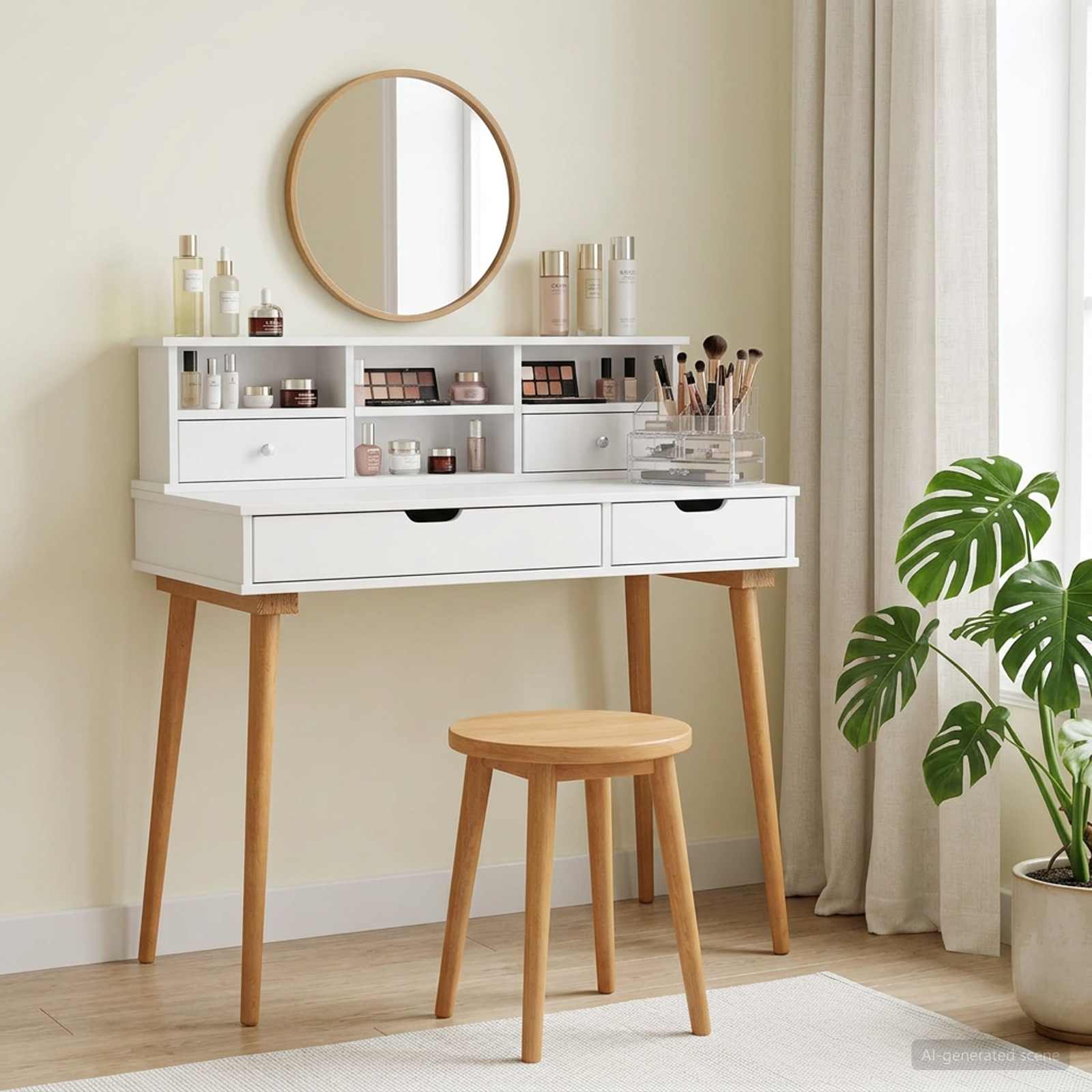 vidaXL Dressing Table Set FAUSKE 2 pcs White 100 x 50 x 103.5 cm 1