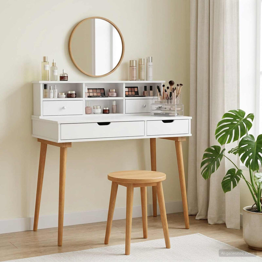 vidaXL Dressing Table Set FAUSKE 2 pcs White 100 x 50 x 103.5 cm 1