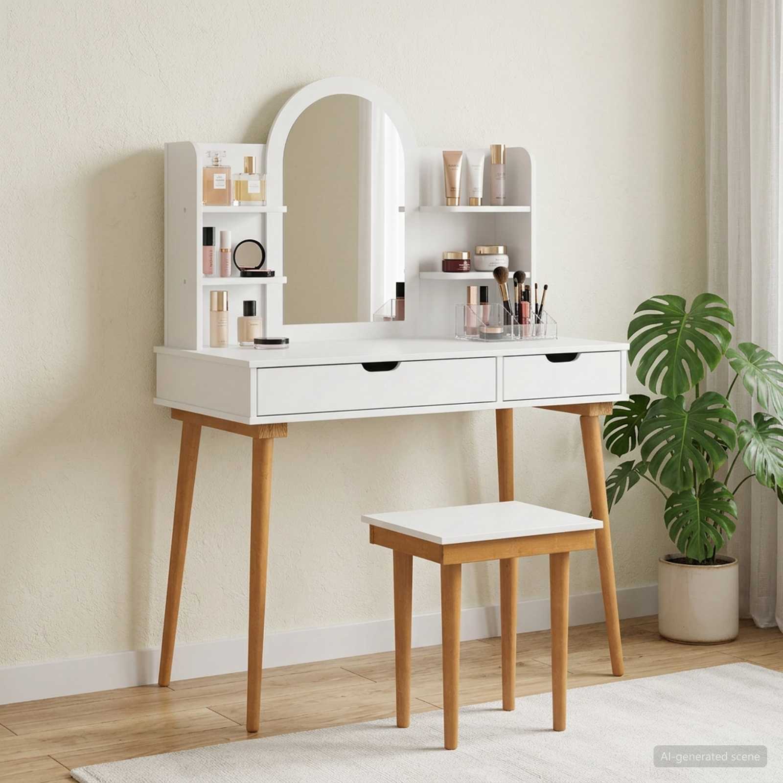 vidaXL Dressing Table Set FAUSKE 5 pcs White 100 x 50 x 143 cm 1