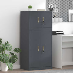 Storage Cabinet 2 pcs 60 x 40 x 220 cm Steel Lockable Anthracite 90 cm