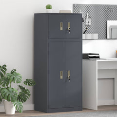 Storage Cabinet 2 pcs 60 x 40 x 220 cm Steel Lockable Anthracite 105 cm