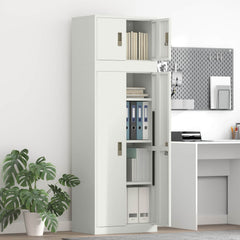 Storage Cabinet 2 pcs 60 x 40 x 220 cm Steel Lockable White 140 cm