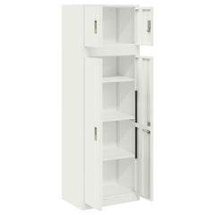 Storage Cabinet 2 pcs 60 x 40 x 220 cm Steel Lockable White 140 cm