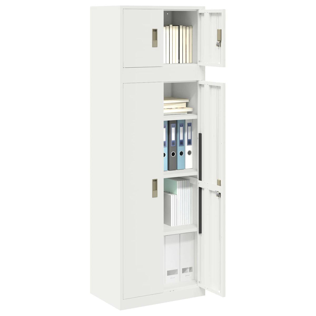 Storage Cabinet 2 pcs 60 x 40 x 220 cm Steel Lockable White 140 cm