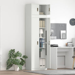 Storage Cabinet 2 pcs 60 x 40 x 220 cm Steel Lockable White 180 cm