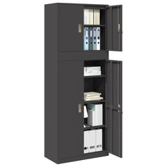 Storage Cabinet 2 pcs 80 x 40 x 175 cm Steel Lockable Black 140 cm