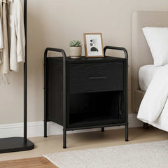 Bedside Cabinet Engineered Wood in Black Oak