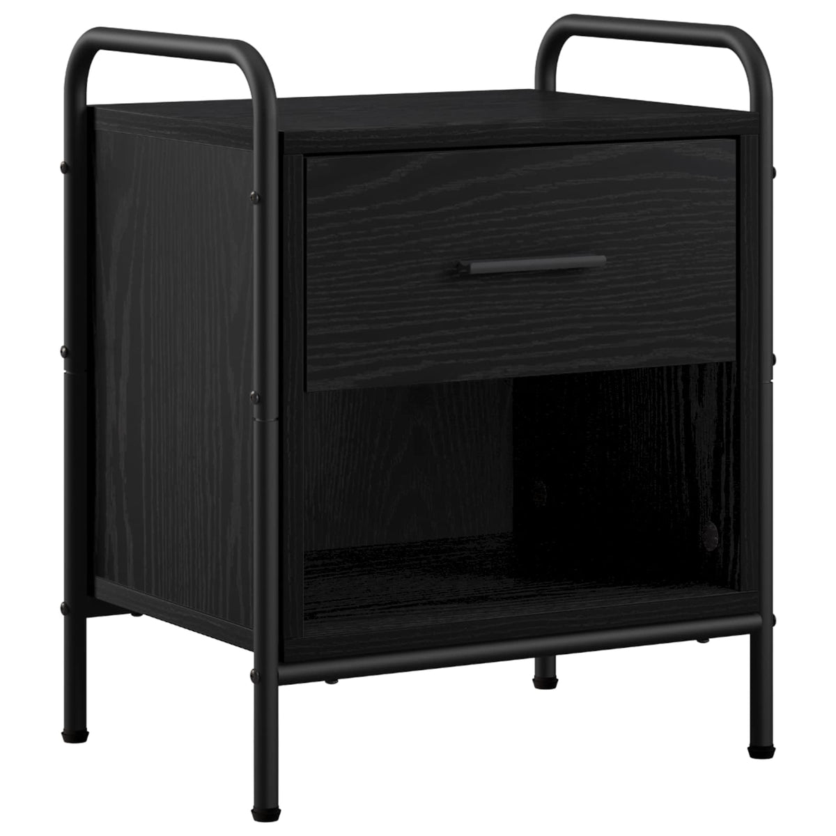 Bedside Cabinet Black Oak Engineered Wood, image 2