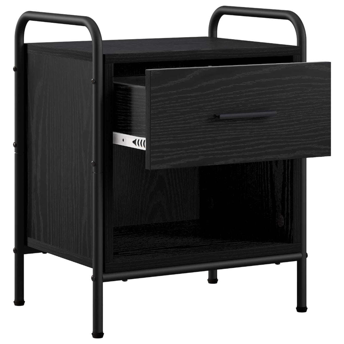 Bedside Cabinet Black Oak Engineered Wood, image 3