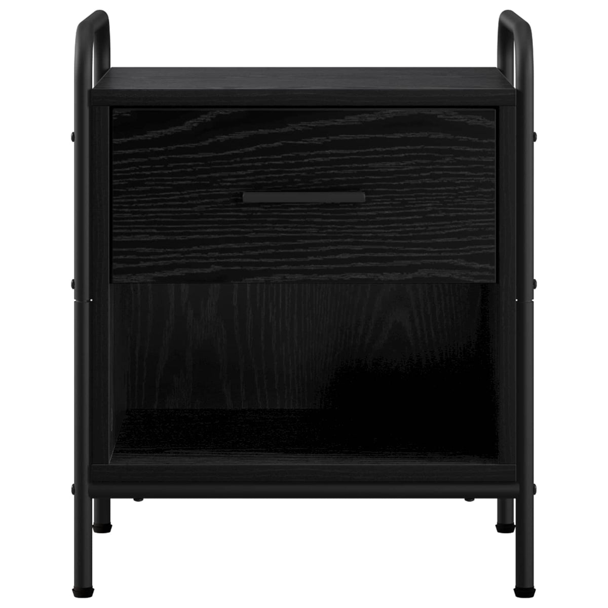 Bedside Cabinet Black Oak Engineered Wood, image 4