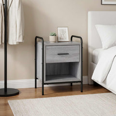 Bedside Cabinet Engineered Wood in Grey Sonoma