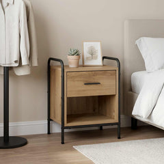 Bedside Cabinet Engineered Wood in Artisan Oak