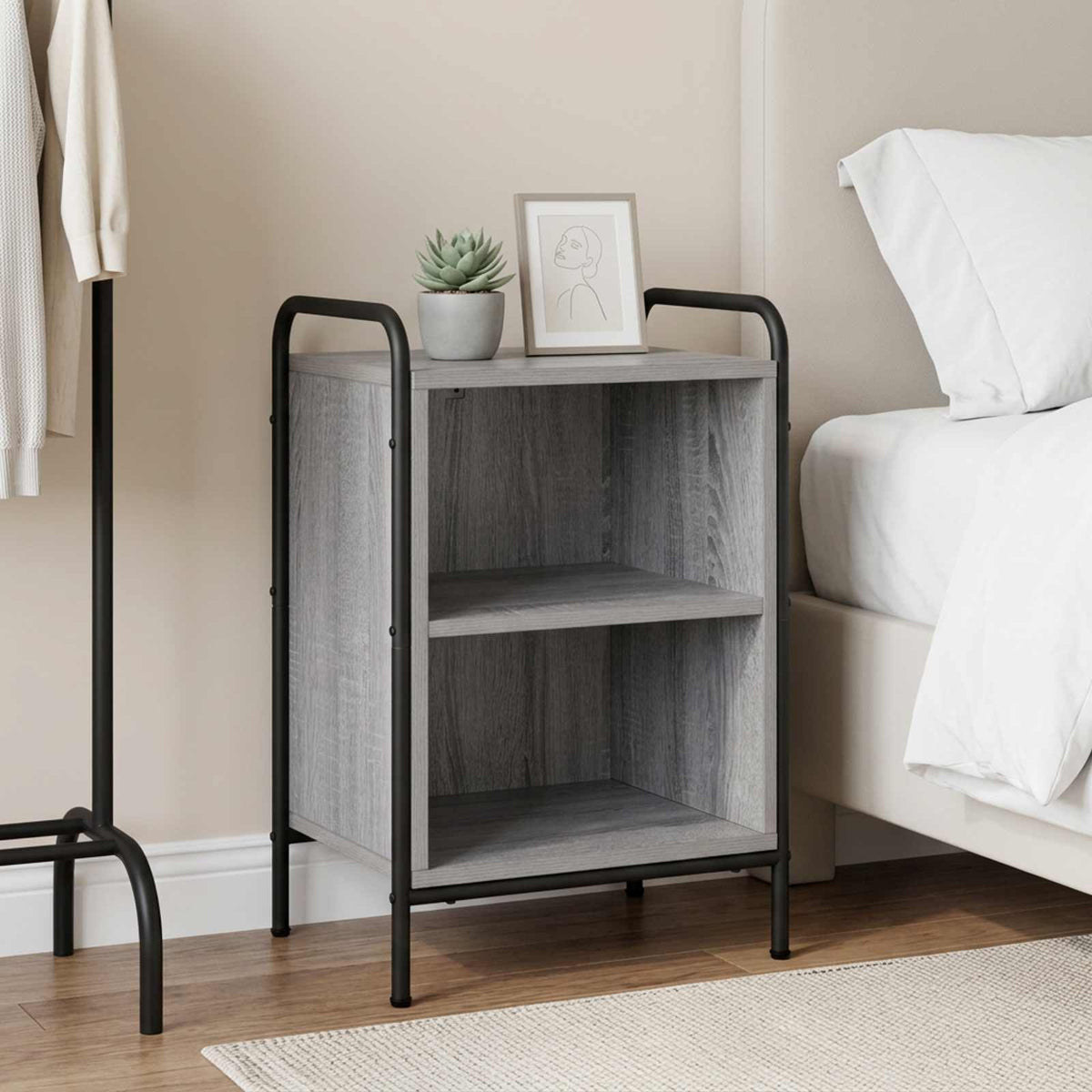 vidaXL Bedside Cabinet Grey Sonoma 40 x 30 x 60 cm Engineered Wood 1