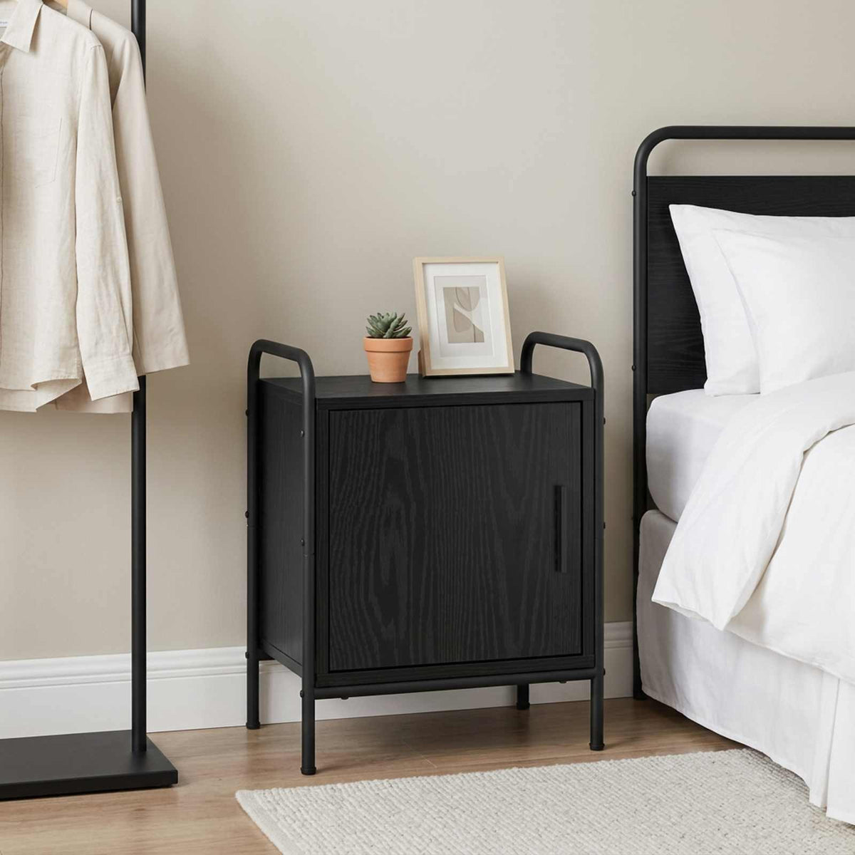 Bedside Cabinet Engineered Wood in Black Oak