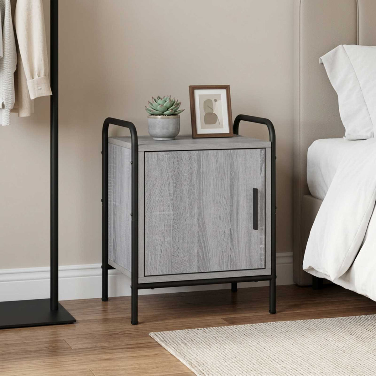 vidaXL Bedside Cabinet Grey Sonoma 40 x 30 x 50 cm Engineered Wood 1