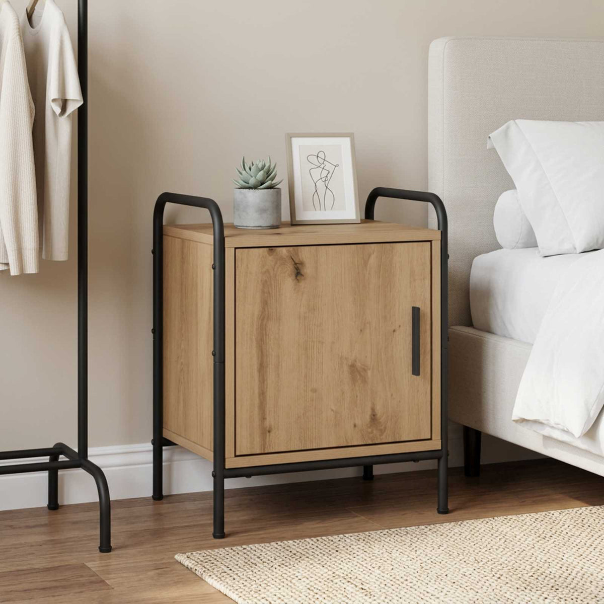 Bedside Cabinet Engineered Wood in Artisan Oak