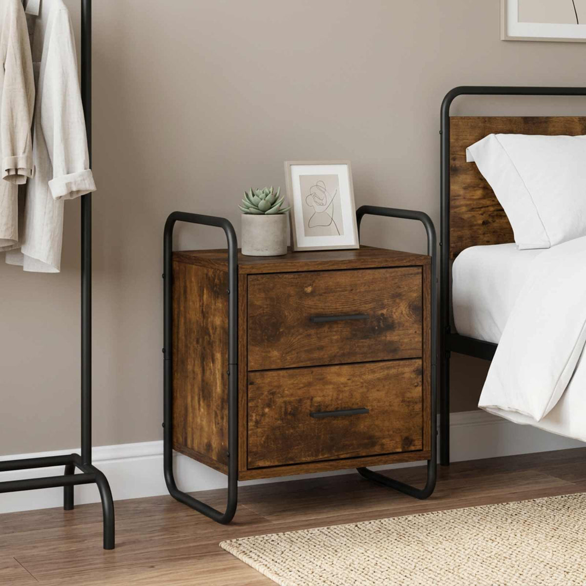 Hanging Bedside Cabinet 40 x 30 x 50 cm Smoked oak 1