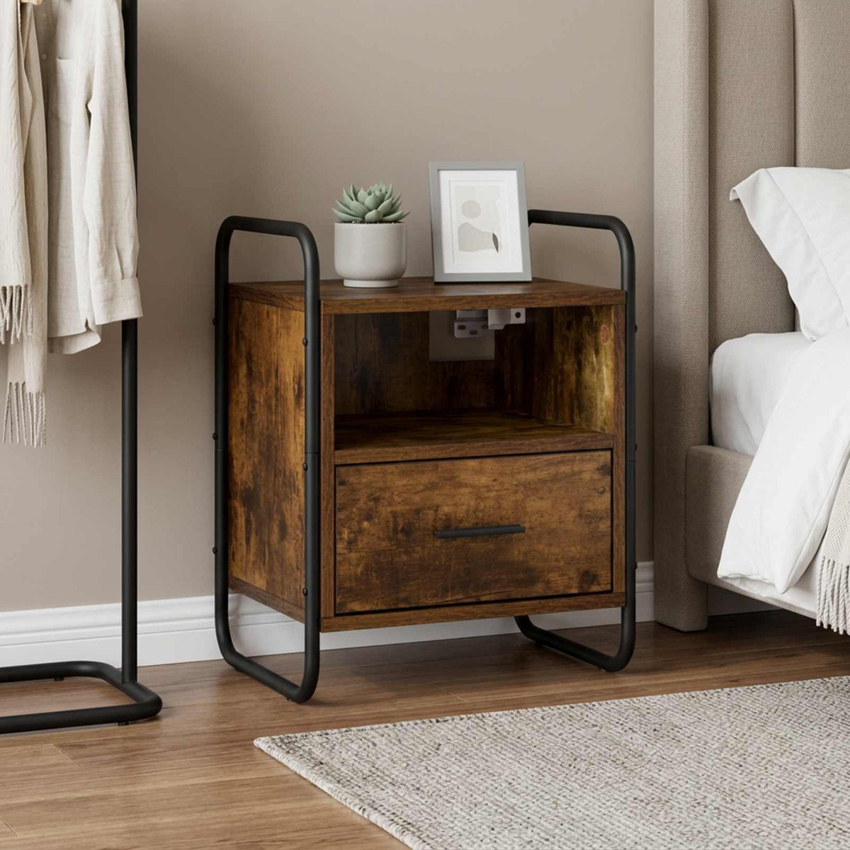 Hanging Bedside Cabinet 40 x 30 x 50 cm Smoked oak 1