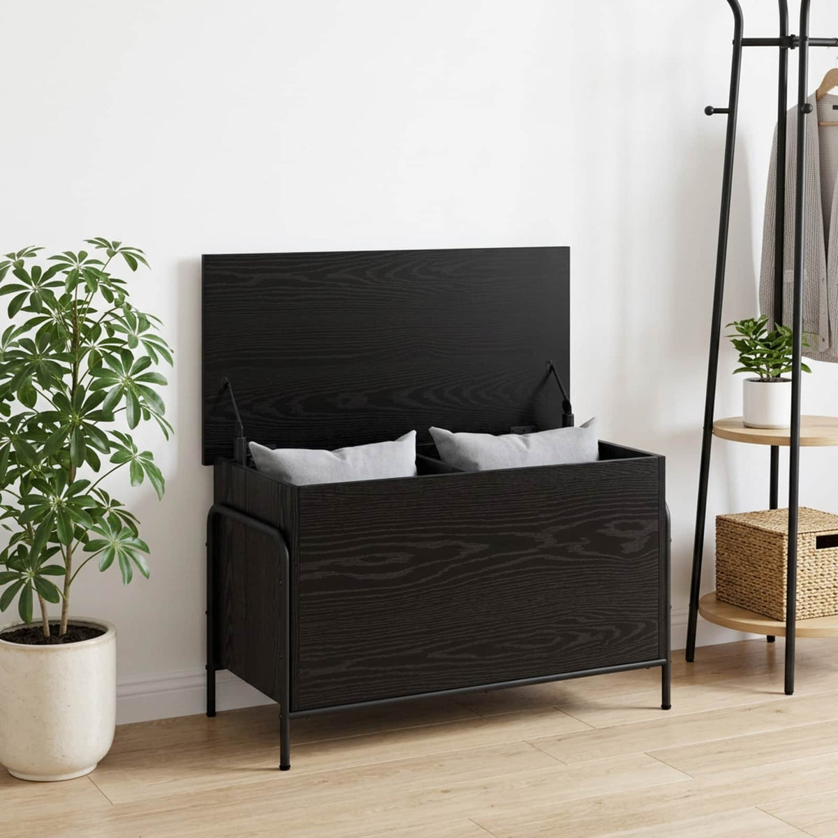 Storage Box Engineered Wood 80 x 40 x 49.5 cm Black oak