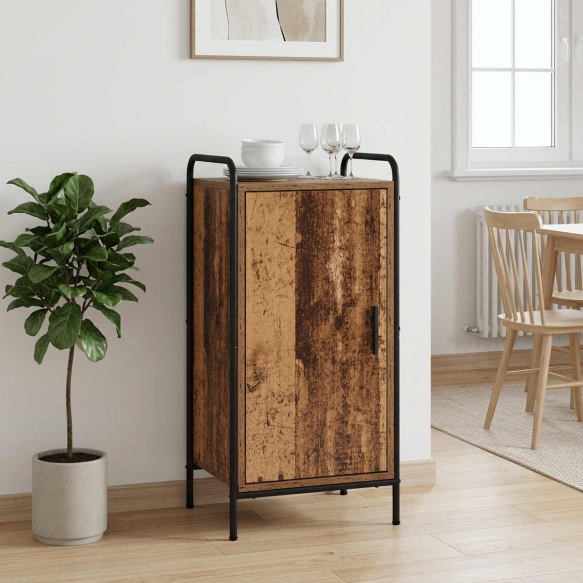 Sideboard 40 x 33 x 80.5 cm Engineered Wood with 1 Door Old wood