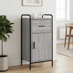 Sideboard 40 x 33 x 80.5 cm Engineered Wood with 1 Drawer & 1 Door Grey sonoma